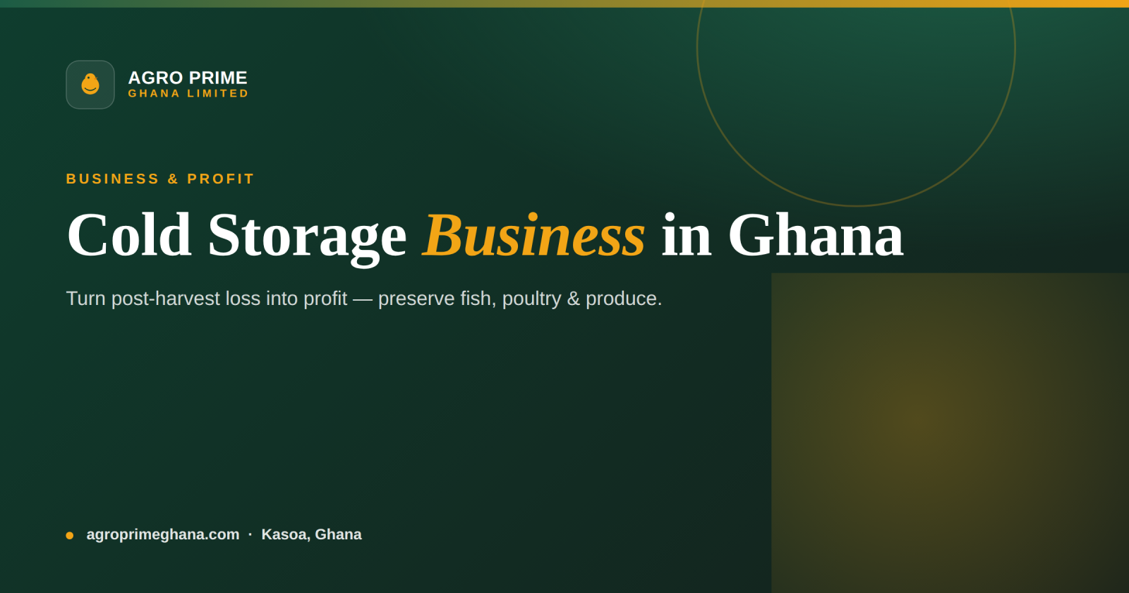 Cold storage business in Ghana — a cold room for perishables