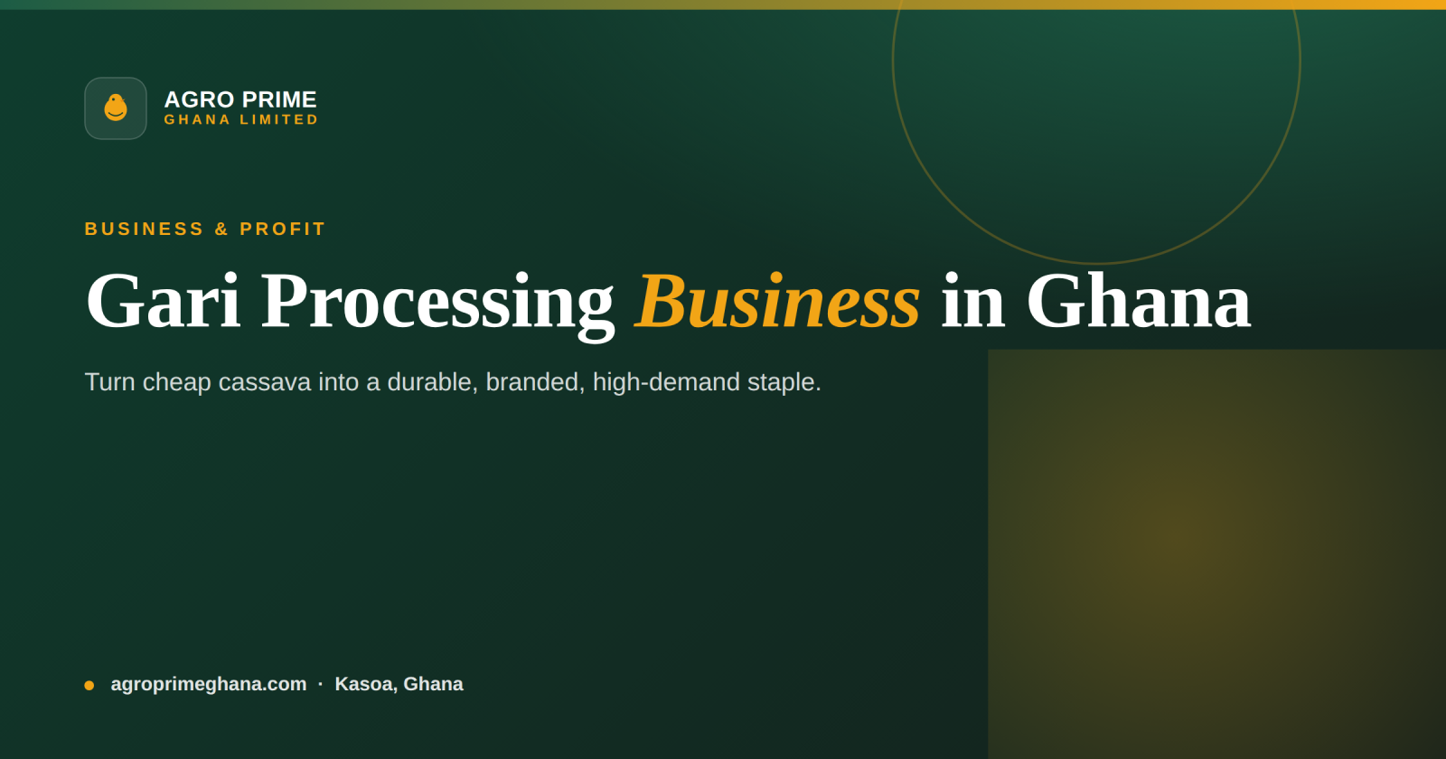 Gari processing business in Ghana — cassava being processed into gari