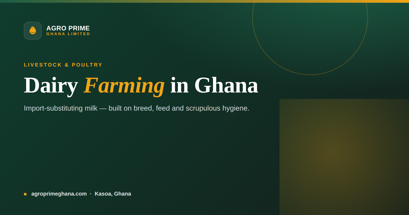 Dairy farming in Ghana infographic — dairy animals, feeding for milk, hygiene and the cold chain