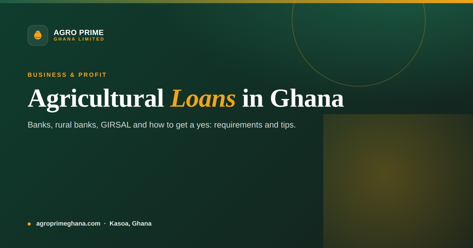 Agricultural Loans in Ghana: How Farmers Access Finance — Agro Prime Ghana