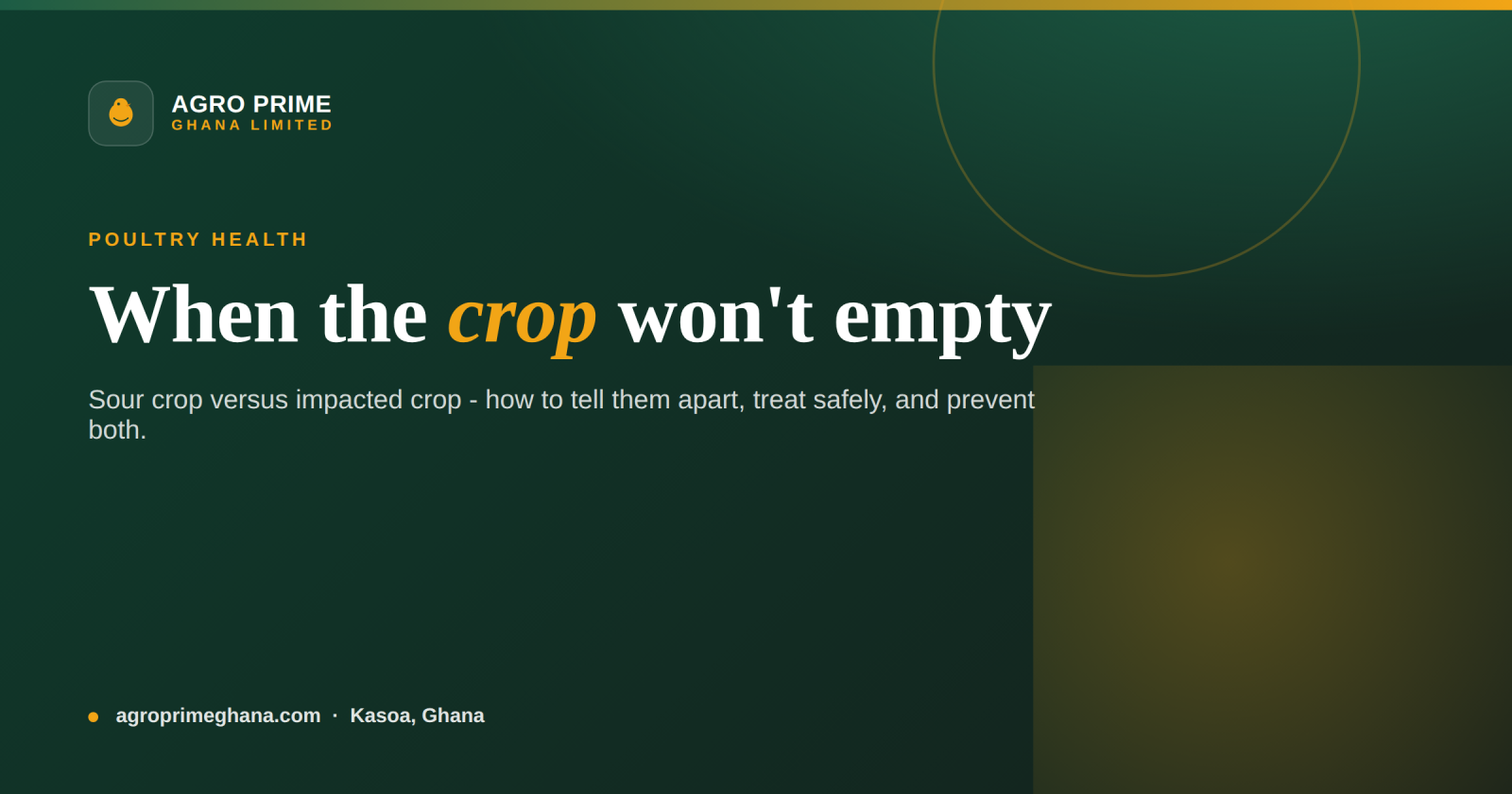 Sour Crop and Impacted Crop in Poultry — Agro Prime Ghana