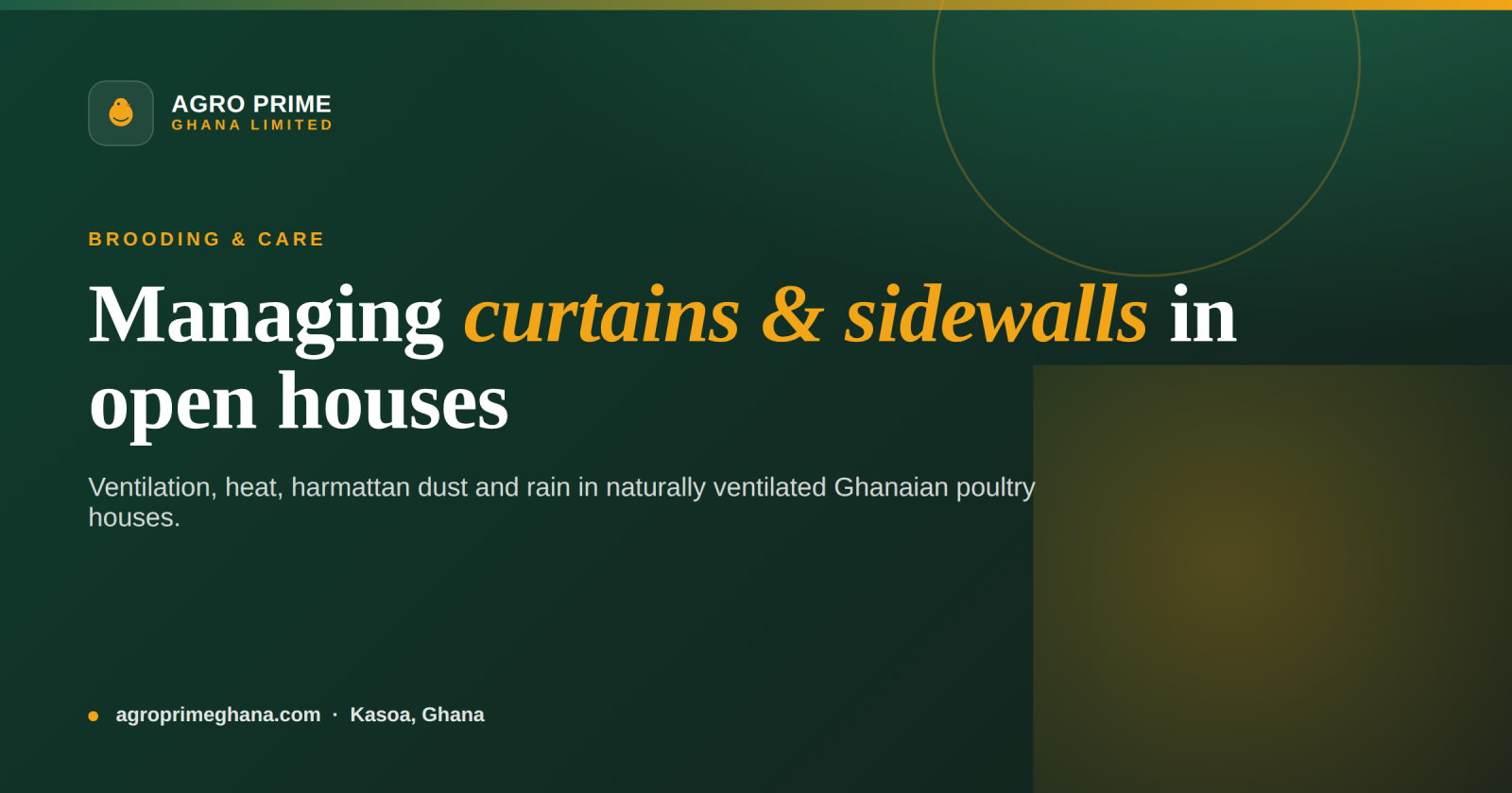 Curtain & Sidewall Management for Open Poultry Houses in Ghana — Agro Prime Ghana